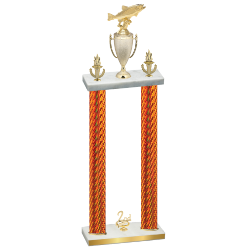 Double Orange Carbon Fiber Second Place Fishing Trophy