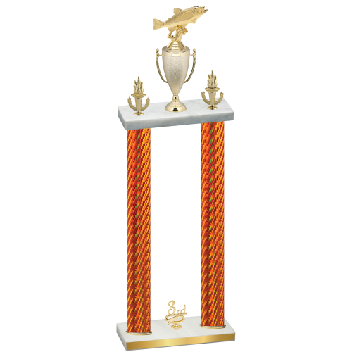 Double Orange Carbon Fiber Third Place Fishing Trophy