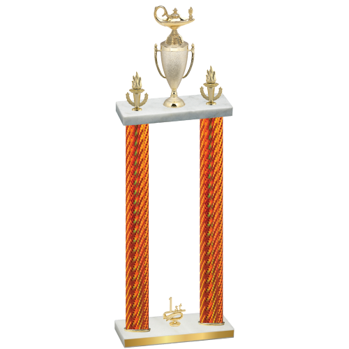 Double Orange Carbon Fiber First Place Academics Trophy