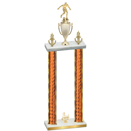 Double Orange Glacier Third Place Soccer Trophy
