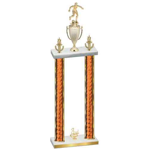 Double Orange Glacier Third Place Soccer Trophy