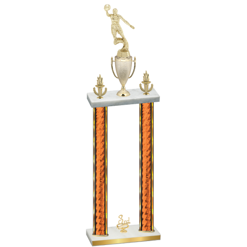 Double Orange Glacier Third Place Basketball Trophy