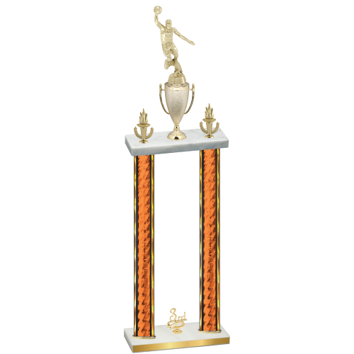 Double Orange Glacier Third Place Basketball Trophy