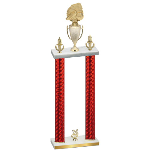 Double Red Carbon Fiber Year Soccer Trophy