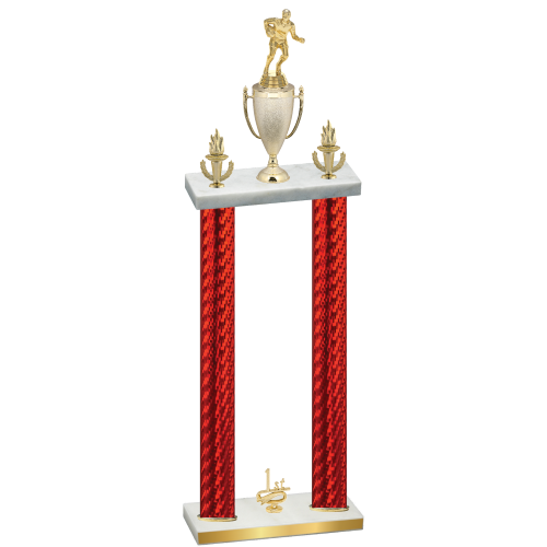 Double Red Carbon Fiber First Place Rugby Trophy