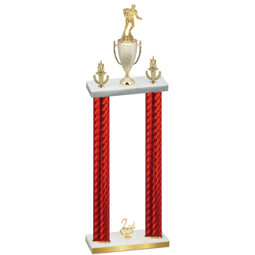 Double Red Carbon Fiber Second Place Rugby Trophy