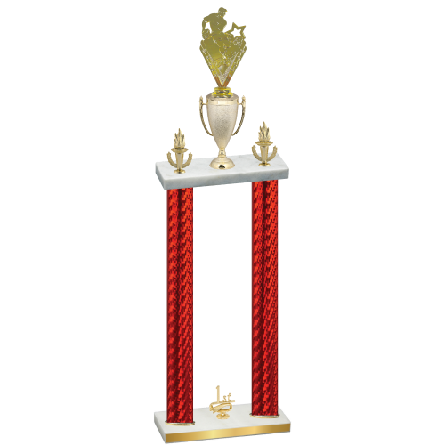 Double Red Carbon Fiber First Place Rugby Trophy