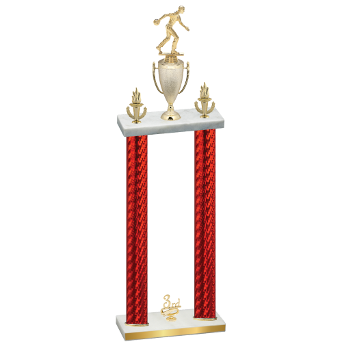 Double Red Carbon Fiber Third Place Bowling Trophy