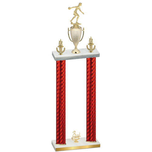Double Red Carbon Fiber Third Place Bowling Trophy