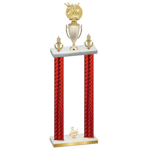 Double Red Carbon Fiber Third Place Bowling Trophy