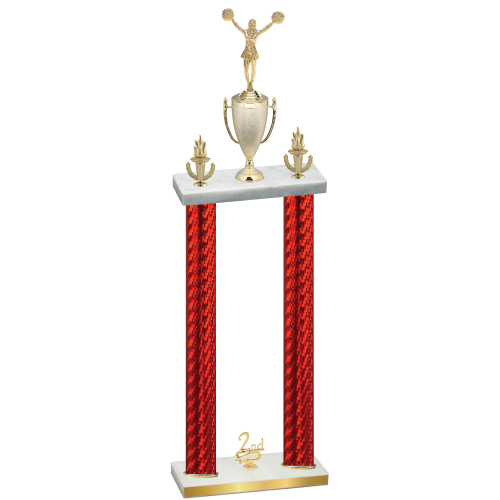 Double Red Carbon Fiber Second Place Cheerleading Trophy