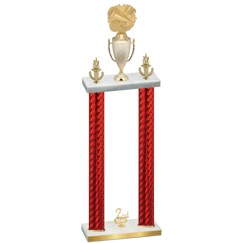 Double Red Carbon Fiber Second Place Cheerleading Trophy