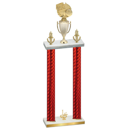 Double Red Carbon Fiber First Place Basketball Trophy