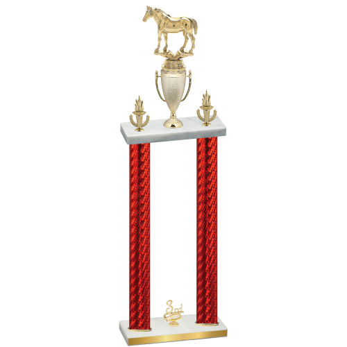 Double Red Carbon Fiber Third Place Horses Trophy