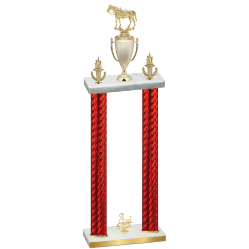 Double Red Carbon Fiber Third Place Horses Trophy