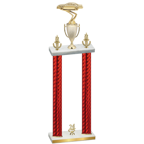 Double Red Carbon Fiber Year Cars Trophy
