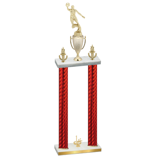 Double Red Carbon Fiber First Place Basketball Trophy