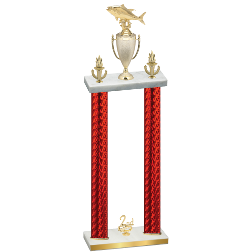 Double Red Carbon Fiber Second Place Fishing Trophy