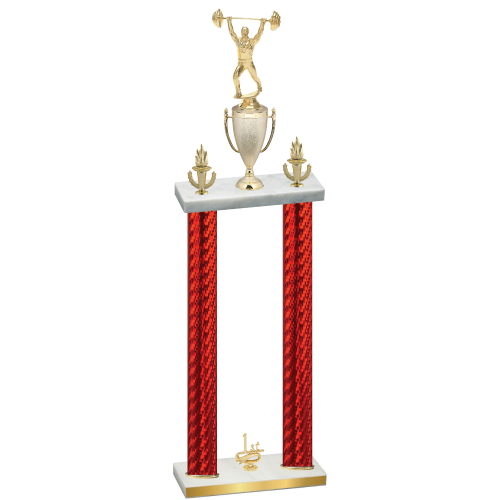 Double Red Carbon Fiber First Place Weights Trophy