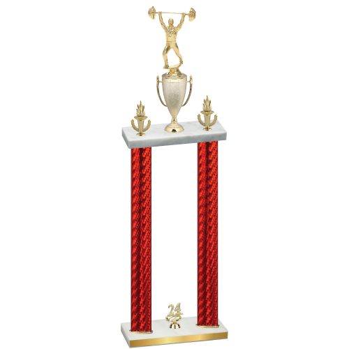 Double Red Carbon Fiber Year Weights Trophy