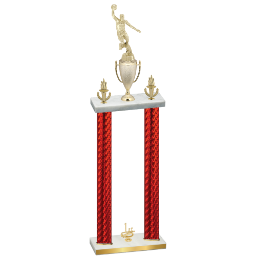 Double Red Carbon Fiber First Place Basketball Trophy