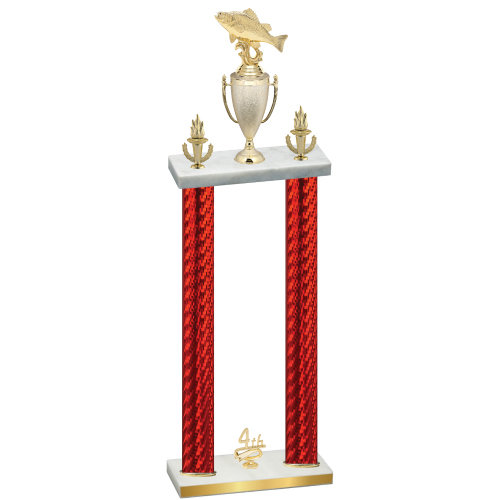 Double Red Carbon Fiber Fourth Place Fishing Trophy
