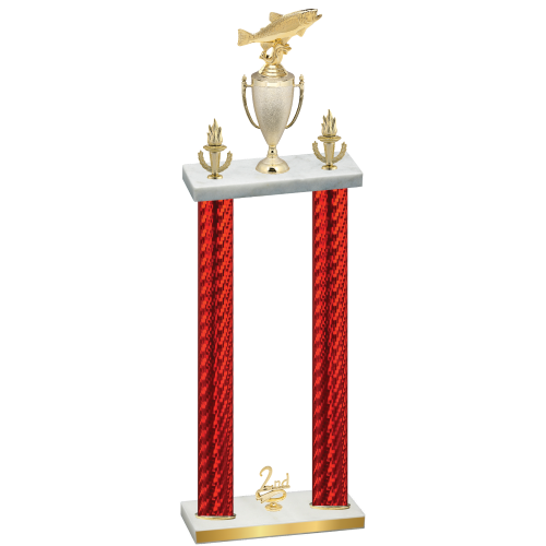 Double Red Carbon Fiber Second Place Fishing Trophy