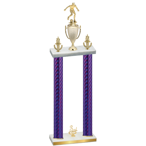 Double Purple Carbon Fiber Third Place Soccer Trophy