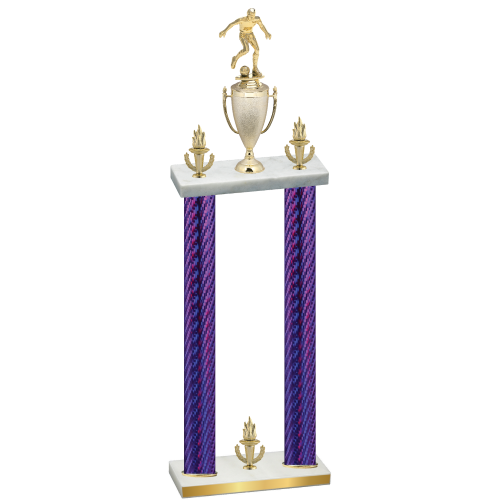 Double Purple Carbon Fiber Victory Soccer Trophy
