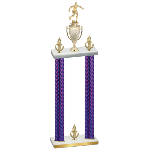 Double Purple Carbon Fiber Victory Soccer Trophy