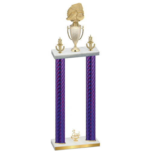 Double Purple Carbon Fiber Third Place Soccer Trophy
