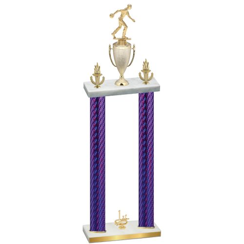 Double Purple Carbon Fiber First Place Bowling Trophy