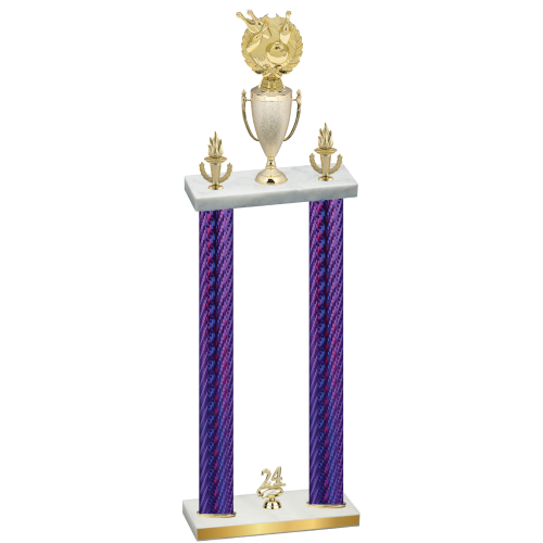 Double Purple Carbon Fiber Year Bowling Trophy