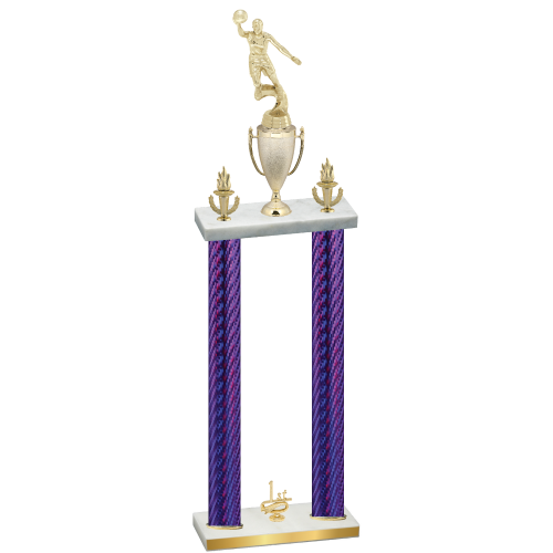 Double Purple Carbon Fiber First Place Basketball Trophy