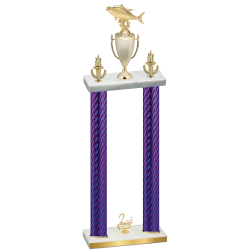 Double Purple Carbon Fiber Second Place Fishing Trophy