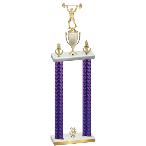 Double Purple Carbon Fiber Year Weights Trophy