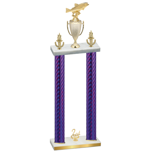 Double Purple Carbon Fiber Second Place Fishing Trophy