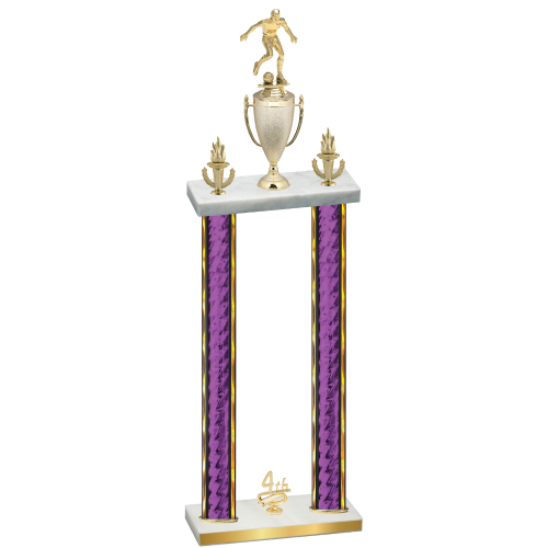 Double Purple Glacier Fourth Place Soccer Trophy