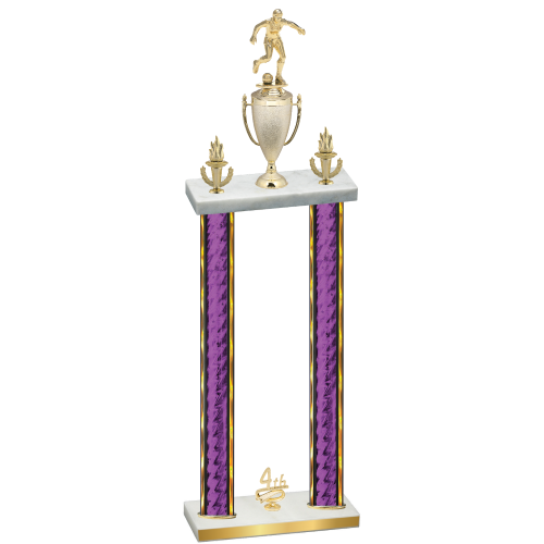 Double Purple Glacier Fourth Place Soccer Trophy