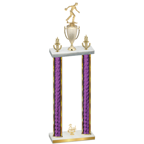 Double Purple Glacier Third Place Bowling Trophy