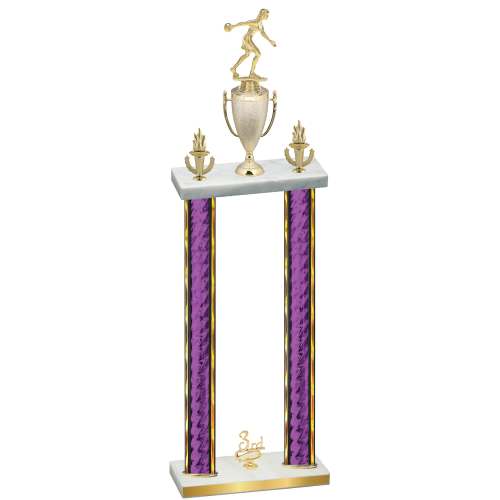 Double Purple Glacier Third Place Bowling Trophy
