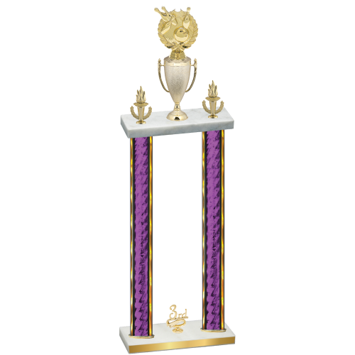 Double Purple Glacier Third Place Bowling Trophy