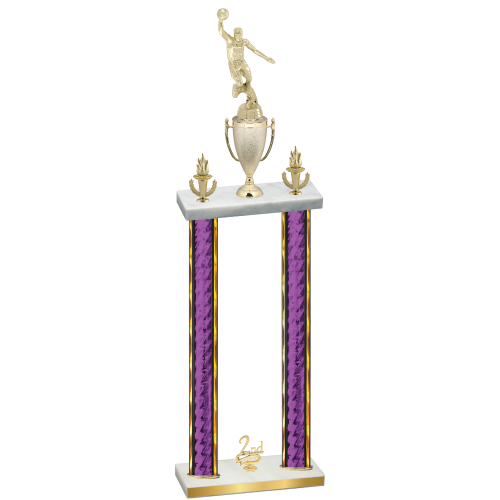 Double Purple Glacier Second Place Basketball Trophy