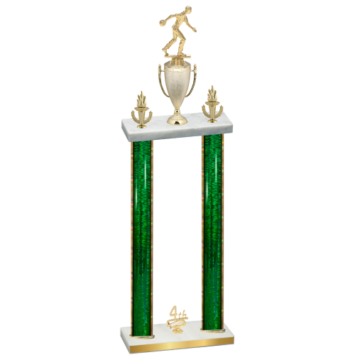 Double Green Glacier Fourth Place Bowling Trophy