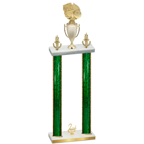 Double Green Glacier Second Place Basketball Trophy
