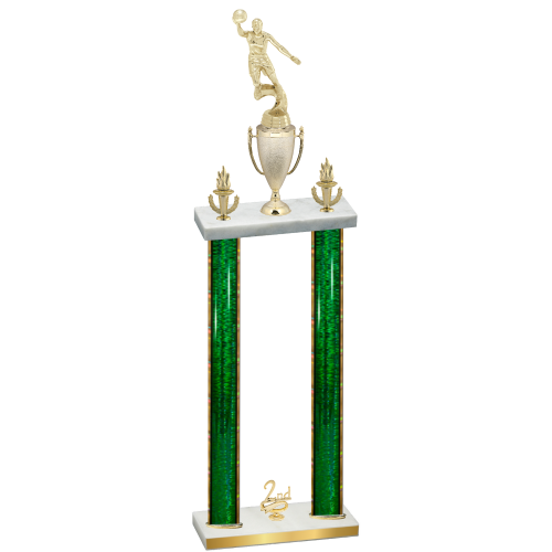 Double Green Glacier Second Place Basketball Trophy