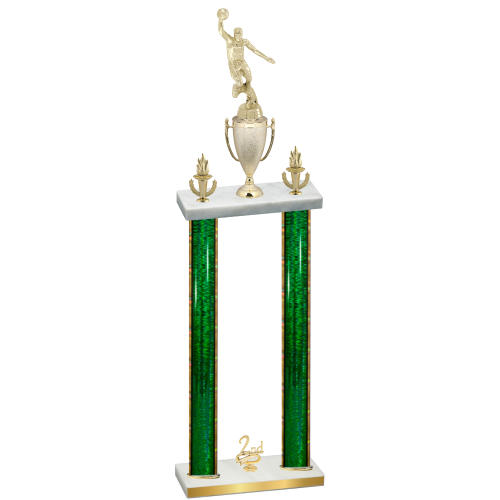 Double Green Glacier Second Place Basketball Trophy