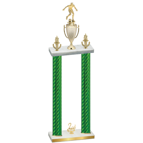 Double Green Carbon Fiber Second Place Soccer Trophy