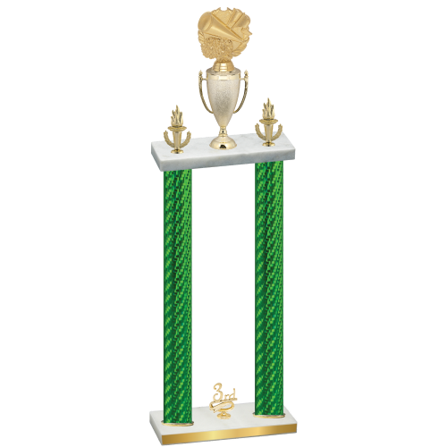 Double Green Carbon Fiber Third Place Cheerleading Trophy