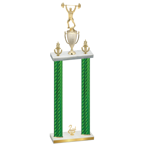 Double Green Carbon Fiber Second Place Weights Trophy